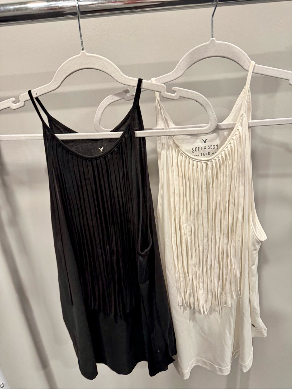 American Eagle Outfitters Fringe Camisole Tank - Black & White